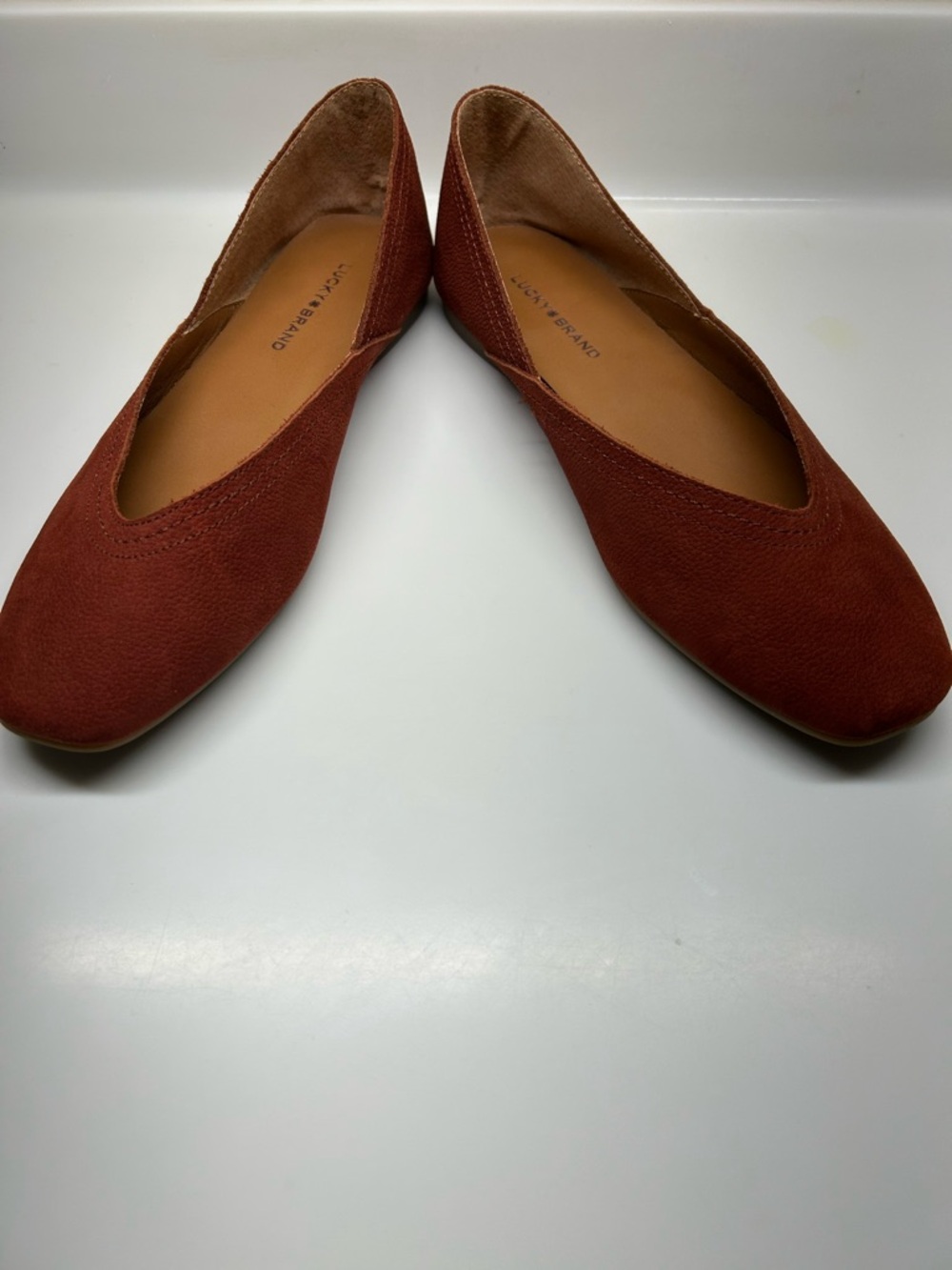 Lucky Brand Women's Rust Red Suede Ballet Flats